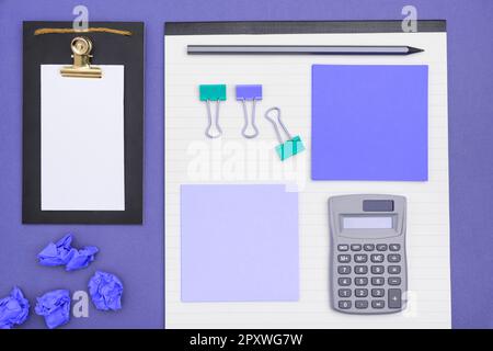 Office Supplies, Stickers, Notebooks Pens Pencils Rullers Marckers Stock Photo