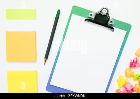 Paper Wraps Placed Around Important Information. Crumpled Memos With Data. Stock Photo