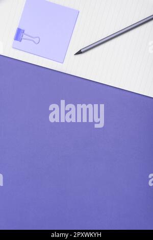 Office Supplies, Stickers, Notebooks Pens Pencils Rullers Marckers Stock Photo