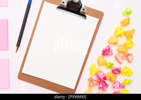 Paper Wraps Placed Around Important Information. Crumpled Memos With Data. Stock Photo