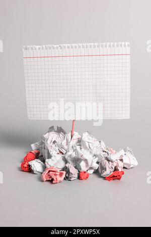 Paper Wraps Placed Around Important Information. Crumpled Memos With Data. Stock Photo
