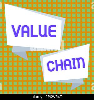 Text sign showing Value Chain, Conceptual photo Business manufacturing process Industry development analysis Stock Photo