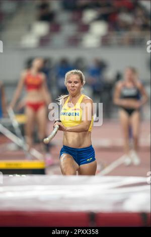 Michaela Meijer participating in the pole vault at the Doha 2019 World Championships in Athletics Stock Photo Alamy