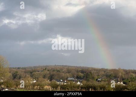 Winter rainbow Arnside Moss Arnside Westmorland and Furness England Stock Photo