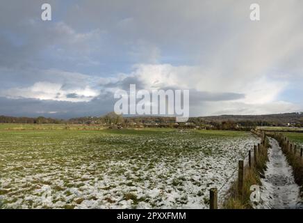 Rainbow winter day Arnside Moss Arnside Westmorland and Furness England Stock Photo