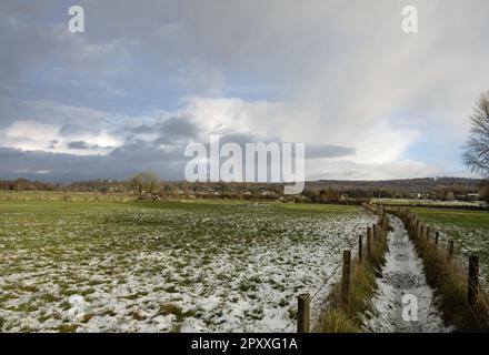 Rainbow winter day Arnside Moss Arnside Westmorland and Furness England Stock Photo