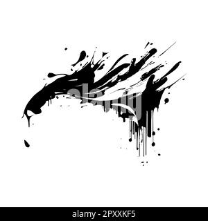 Smears, blots of black paint on a white background, dark colors - Vector illustration Stock Photo