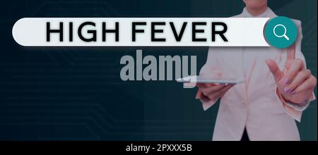 Text showing inspiration High Fever, Word Written on medical condition which the body temperature higher than usual Stock Photo