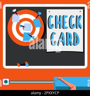 Handwriting text Check Card, Business concept allows an account holder to access funds in her account Stock Photo