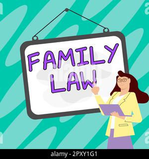 Sign displaying Family Law, Concept meaning the branch of law that deals with matters relating to the family Stock Photo
