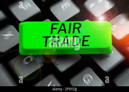 Text showing inspiration Fair Trade, Word Written on Small increase by a manufacturer what they paid to a producer Stock Photo