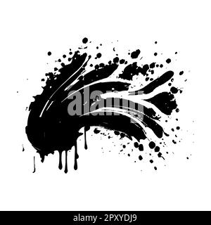 Smears, blots of black paint on a white background, dark colors - Vector illustration Stock Photo