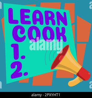 Handwriting text Learn Cook, Word Written on gaining knowledge or acquiring skills in culinary or food Stock Photo