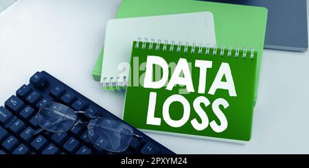 Writing displaying text Data Loss, Word Written on process or event that results in data being corrupted and deleted Stock Photo
