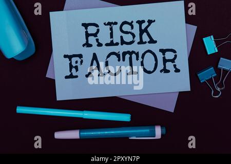 Handwriting text Risk Factor, Business showcase Something that rises the chance of a person developing a disease Stock Photo