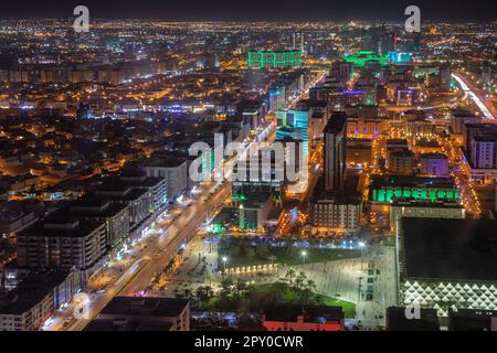 Night panorama of downtown of Riyadh city, Al Riyadh, Saudi Arabia Stock Photo