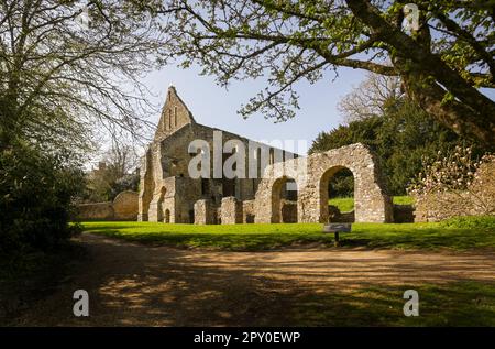 Battle Abbey, the Dorter, the ruins of the monks dormitory at the Benedictine Abbey in Battle, East Sussex, England UK Stock Photo