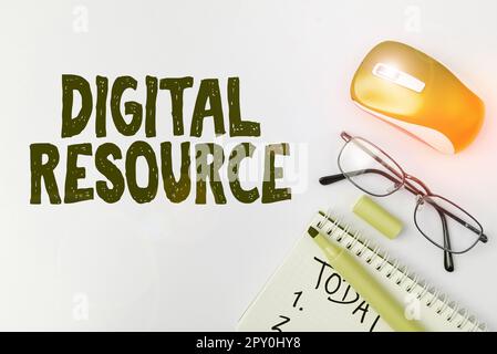 Sign displaying Digital Resource, Conceptual photo content that distributed digitally over the Internet Stock Photo