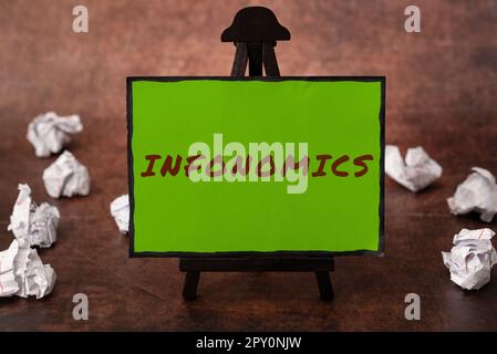 Writing displaying text Infonomics, Business overview visual image used to represent information or data Stock Photo