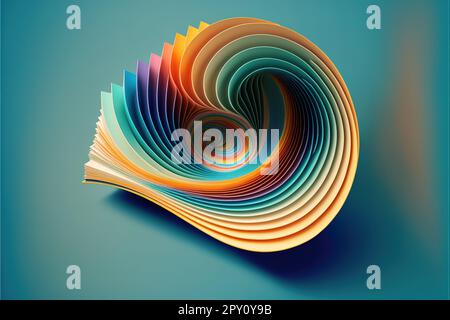 books in colored covers swirl on a blue background, copy space. Stock Photo