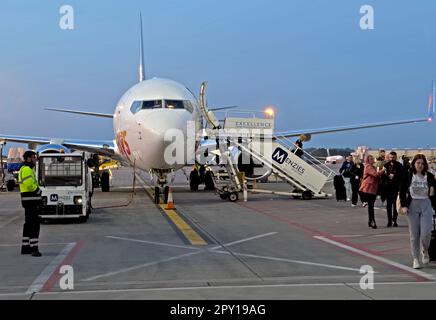 Jet2.com G-JZHN Boeing 737-8MG, Jet2 holiday company aircraft, British package travel and flight company for vacations and short break holidays Stock Photo