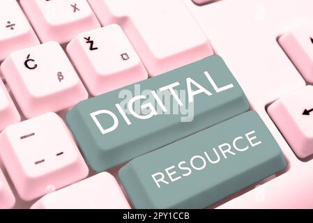 Sign displaying Digital Resource, Conceptual photo content that distributed digitally over the Internet Stock Photo