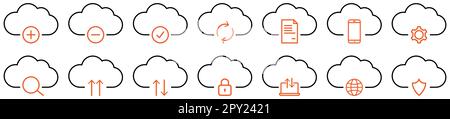 Computer cloud line icons. Design can use for web and mobile app. Vector illustration Stock Vector