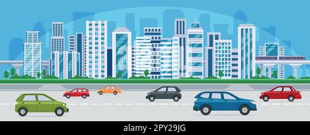Cityscape with cars Stock Vector