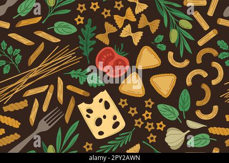 Pasta seamless pattern Stock Vector