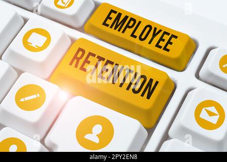 Text sign showing Employee Retention, Word for internal recruitment method employed by organizations Stock Photo