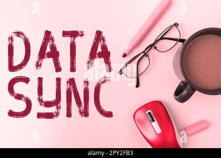 Text caption presenting Data Sync, Business idea data that is continuously generated by different sources Stock Photo