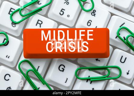 Handwriting text Midlife Crisis, Internet Concept Software development technique Decomposing an application Stock Photo