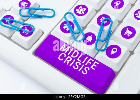 Writing displaying text Midlife Crisis, Conceptual photo Software development technique Decomposing an application Stock Photo