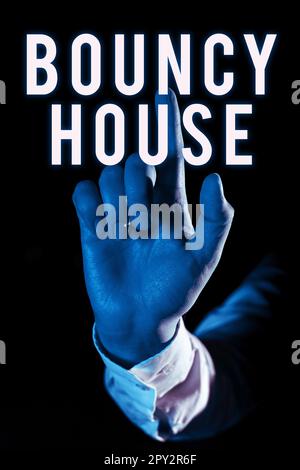 Conceptual caption Bouncy House, Business overview Automated program that runs over the Internet Artificial intelligence Stock Photo