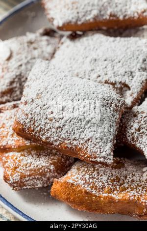 Homemade New Orleans French Beignets for Breakfast with Coffee Stock Photo