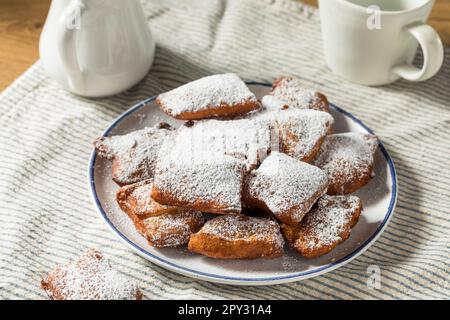 Homemade New Orleans French Beignets for Breakfast with Coffee Stock Photo