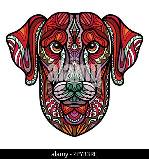 labrador retriever head dog color tangle doodle vector illustration Stock Vector