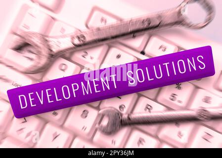 Handwriting text Development Solutions, Word for Efficient Planning based on the Company needs Stock Photo