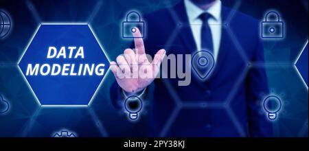 Sign displaying Data Modeling, Business concept process of transferring data between data storage systems Stock Photo