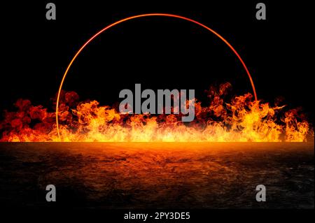 Display free space next to the burning flames Stock Photo