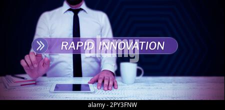 Writing displaying text Rapid Innovation, Business showcase characteristic of a website that search engine algorithms Stock Photo
