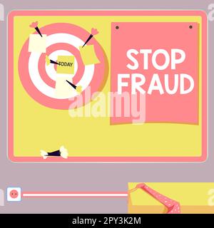 Inspiration showing sign Stop Fraud, Concept meaning campaign advices people to watch out thier money transactions Stock Photo