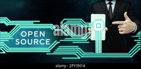 Conceptual display Open Source, Business idea denoting software which original source code freely available Stock Photo