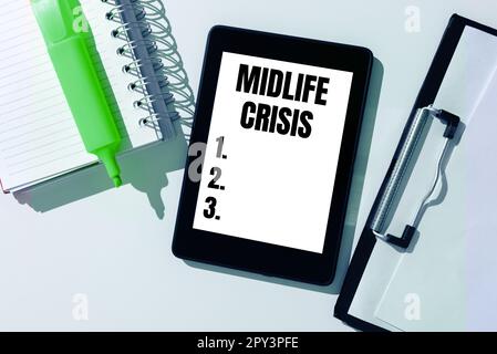 Sign displaying Midlife Crisis, Word Written on Software development technique Decomposing an application Stock Photo