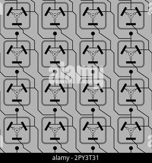 Quantum computer PCB wires, seamless pattern, vector quality - from 4x4 to borderless - any qubits you want Stock Vector