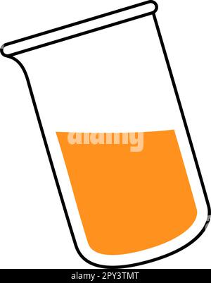 Hand drawn Beaker icon in sticker style vector illustration Stock ...