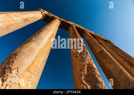 Baalbek, Temple of Jupiter, Largest Roman temple, colossal pillars, Bekaa valley, Baalbek, Baalbek-Hermel Governorate, Lebanon, middle east, Asia Stock Photo