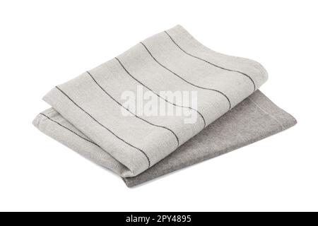 Folded cloth kitchen napkins isolated on white Stock Photo
