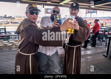 San Diego Padres Friar mascot during game 2 against the Arizona  Diamondbacks at Petco Park San Diego CA. (Credit Image: © Nick  Morris/Southcreek Global/ZUMApress.com Stock Photo - Alamy