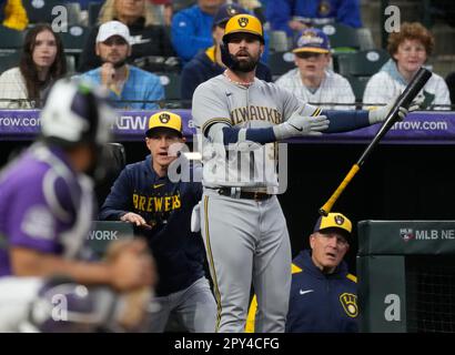 Milwaukee Brewers Designated Hitter Jesse Winker (33) In The Third ...